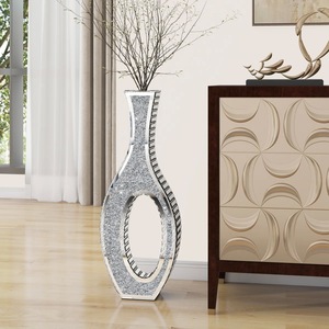 Vase de table haut de gamme en métal avec glaçure transparente craquelée – Support à fleurs moderne, élégant et luxueux pour l'affichage en hôtel - Product Image 4
