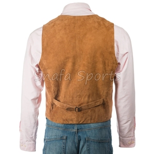 เสื้อกั๊กหนังแท้สไตล์คลาสสิกสำหรับผู้ชาย หนังแท้ 100% เสื้อแจ็คเก็ตมอเตอร์ไซค์แบบไม่มีแขน ทรงเข้ารูป สวมใส่สบาย กันน้ำ สำหรับผู้ชาย - Product Image 4