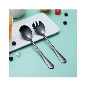 Elegant Style Metal Salad Server Set Stainless Steel Salad Serving Spoon Fork <b>Kitchen</b> Dining <b>Table</b> Use - Product Image 3