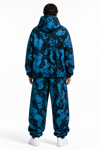 OEM Custom Blue Marble Print Sublimation Windbreaker Tracksuit <b>Men</b>’s Hooded Zip Up <b>jacket</b> for <b>men</b> and Baggy Jogger Set Wholesale - Product Image 3
