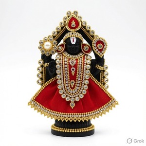 Venkateswara Tirupati Balaji & Padhmavathi Handmade Fabric Hanging <b>Ornament</b> Embroidered Design Factory Direct - Product Image 4