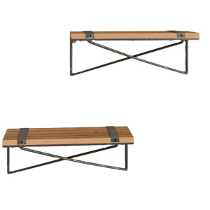 Rustic Wood <b>Wall</b> Shelf Set with Black Metal Frame Easy Mounting for Industrial Home Decor Jewelry Display Garage Storage - Product Image 6