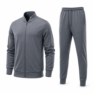 Ensemble de survêtement unisexe bordeaux 2 pièces, sweat-shirt à fermeture éclair intégrale et pantalon de jogging, couleur unie, vêtements décontractés pour adultes, saison d'automne - Product Image 2