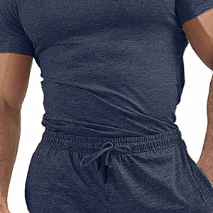 Hot Sale Breathable Casual Men's Summer <b>Twin</b> <b>Sets</b> Short Sleeve T-Shirts and Shorts - Product Image 6