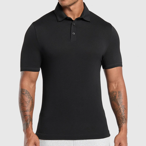 Men Solid Color Knitted Short Sleeve <b>Polo</b> Shirt Breathable Casual Golf Wear <b>Black</b> Custom Golf <b>Polo</b> Shirts Manufacturer - Product Image 4