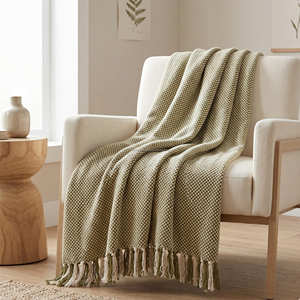 50x60 Inch Neutral <b>Grey</b> Textured Slub Cotton <b>Throw</b> Blanket Handloom Woven Decorative Minimalist Cover - Product Image 5