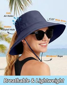 Chapeau Bob Unisexe en Jean Kaki à Large Bord avec Sangle de Menton Réglable Broderie 3D Plage Cyclisme Extérieur Décontracté Adulte Taille 54-56CM Quatre - Product Image 5