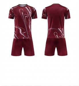 Wholesale Custom maroon <b>Marble</b> Print Soccer Jersey Set Polyester <b>Mesh</b> Fabric Quick Dry Adult Summer Uniform short sleeve apparel - Product Image 1