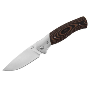 Navajas Plegables Marrón, Negro y Plateadas con Hoja Afilada de Acero Inoxidable Tipo Drop Point y Mango con Textura de Madera para Uso en Exteriores - Product Image 1