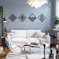Ensemble de décoration murale rectangulaire moderne et élégant en MDF peint, 4 pièces, avec couleur, taille et logo personnalisables pour la maison et l'hôtel