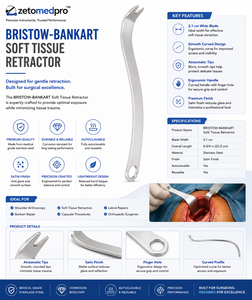Retractor de Tejidos Blandos BRISTOW BANKART, 8.75 pulgadas (22.2 cm), Hoja de 2.1 cm de Ancho, Instrumento Quirúrgico Zetomed Pro - Product Image 4