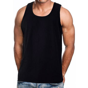 Custom Logo Men's Sporty Fitness Gym Tank Tops 100% Polyester Quick Dry Breathable 0-neck Cutout for Running Plus Size Custom - Product Image 3