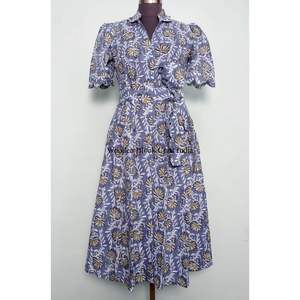 Robe midi d'été pour femme en coton à imprimé floral numérique, manches courtes, taille naturelle, style plage, haute qualité, vente en gros - Product Image 1