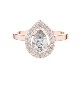 แหวนเพชรทรงลูกแพร์ ดีไซน์คลาสสิค ทองคำแท้ 18K เพชรเพาะเลี้ยง ความใสระดับ ICI รับรองโดย ICI สำหรับผู้หญิง สวมใส่ในโอกาสหมั้น - Product Image 2