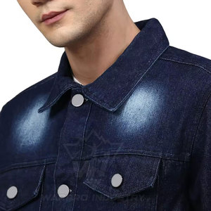 Veste en jean décontractée à manches longues pour homme, style urbain, col classique, effet délavé, vêtement de mode emblématique - Product Image 6