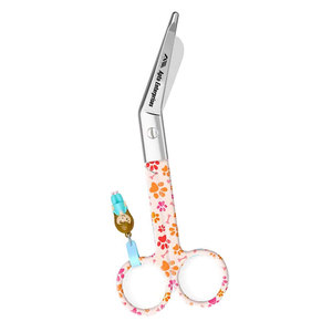 Tijeras de Acero Inoxidable con Diseño de Huellas de Perro Naranja, Tipo Pico de Pato, para Cortes Rápidos y Precisos en Vendajes, Uso Hospitalario - Product Image 5