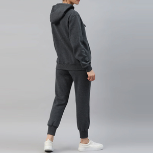 Ensemble de survêtement à capuche pour femme en polaire respirante, double fermeture éclair, écologique, pour l'hiver et le printemps, usage quotidien, vente en gros - Product Image 2