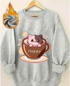 Sweat-shirt d'hiver pour femme en tissu polaire mélange polyester/coton de qualité supérieure pour le confort et le style - Product Image 2