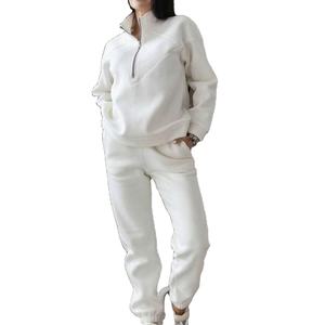 Ensemble deux pièces en polaire pour femmes-Automne Casual Zipper Sweatshirts Trouser Tracksuits Female Sports Warm Tracksuit - Product Image 1