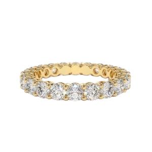 Custom Round Earth Mine Diamond 18K Yellow Gold Plated Full Eternity Basket Setting Wedding <b>Bands</b> & Engagement <b>Ring</b> For Womens - Product Image 1