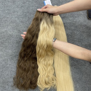 Extensions de cheveux humains Remy vietnamiens en gros, double trame cousue à la machine, double tirage, couleur foncée teinte - Product Image 2