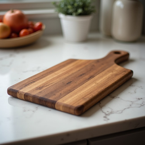 Planche à découper ronde en bois pour pizza, durable, non toxique, passe au lave-vaisselle, idéale pour servir - Product Image 1