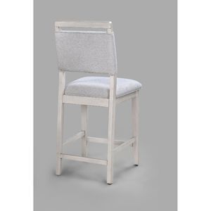 2 sedie da pub imbottite bianche e grigio chiaro, altezza bancone, in legno massello, per sala da pranzo - Product Image 3