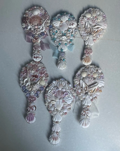 Seashell <b>mirror</b> handcrafted <b>shell</b> inlay and wood material for wall hanging decor coastal home style Vietnam origin - Product Image 4