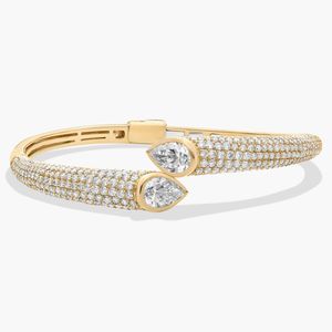 Pear Lab Grown Diamond <b>Bangle</b> <b>Bracelet</b> in Yellow Gold - Product Image 1