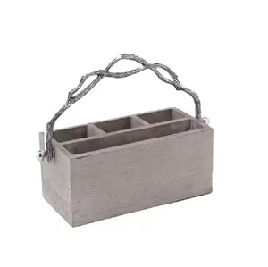 Wooden Cutlery Holder With Handle Multi Compartment Flatware Organizer <b>Kitchen</b> Utensil Storage Box Tabletop <b>Caddy</b> - Product Image 5