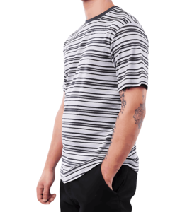 T-shirt Ringer Homme Personnalisé 100% Coton Streetwear 230g Grammage Lourd Col Côtelé Contrastant Coupe Ample Impression Numérique Décontracté - Product Image 3