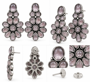 Boucles d'oreilles clous fleur tendance en pierre lavande pâle pour femme, bijoux fantaisie, vente en gros - Product Image 6