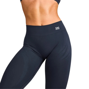 Leggings de sport sans couture pour femmes, taille haute, compression, pour yoga, gym, course à pied, entraînement, avec un design minimaliste avec logo gris - Product Image 3