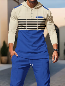 TRIBON SPORTS Chándal de Forro Polar Azul con Capucha para Hombre, Largo, Informal, para Otoño, Transpirable, de Poliéster y Algodón, Corte Regular, Cierre de Cremallera - Product Image 3