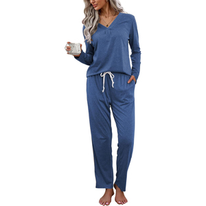 Women's Nightgown Lounge Set 100% Silk Velour Solid <b>Spaghetti</b> Strap Top and <b>Long</b> Pants Sleepwear - Product Image 1