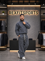 REXFIT SPORTS 2026 Survêtement en nylon personnalisé pour homme, veste zippée intégrale, pantalon de jogging à boutons-pression, vêtements de sport légers, streetwear