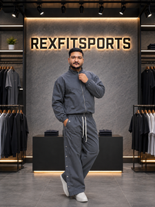 REXFIT SPORTS 2026 Custom <b>Nylon</b> Tracksuit For Men Full Zip Jacket Snap Button <b>Jogger</b> Pants Lightweight Sportswear Streetwear - Product Image 1