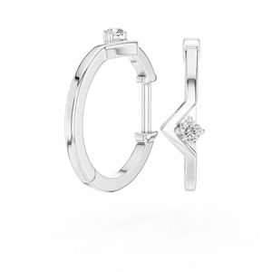 Boucles d'oreilles en or blanc 14 carats avec diamants ronds pour femmes |   Bijoux de mariée |   Nouveau diamant cultivé - Product Image 4