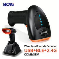 Escáner Inalámbrico Bluetooth de Códigos de Barras 2D y Códigos QR, Lector USB 2.4G con Base, Escáner Portátil para Punto de Venta