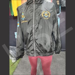 Veste coupe-vent maçonnique brodée sur mesure, veste noire légère à fermeture éclair intégrale avec logo personnalisé - Product Image 1