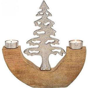Portavelas de Madera con Forma de Árbol de Navidad, Objeto Decorativo de Metal para Mesa, Decoración del Hogar, Estilo Rústico, Adorno Festivo de Invierno, Regalos - Product Image 1
