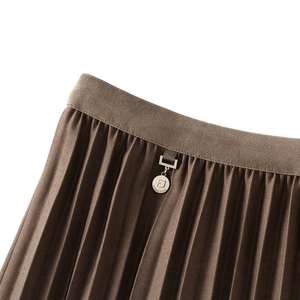 Jupe plissée mi-longue pour femme, taille haute élastique, élégante, grande ampleur, automne-hiver, tenue décontractée - Product Image 4