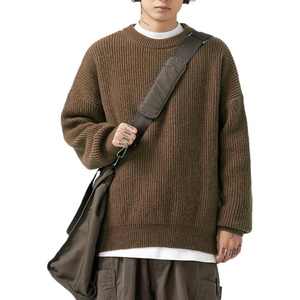 Men's Winter Viscose/Cotton Cable Knit Anti-Pilling <b>Pullover</b> <b>Sweater</b> Crew Neck Full Sleeve Solid Color Warm Front Logo - Product Image 1