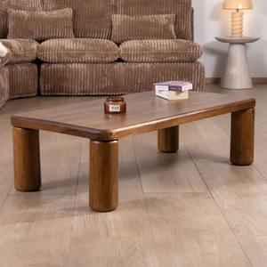 Vandana Golden Frame design coffee <b>table</b> with <b>round</b> Padouk legs in <b>solid</b> mango <b>wood</b> - Product Image 1
