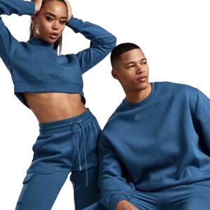 Ensemble survêtement coupe-vent à capuche grande taille avec doublure polaire délavée, 100 % coton respirant et séchage rapide, pour hommes et femmes - Product Image 6