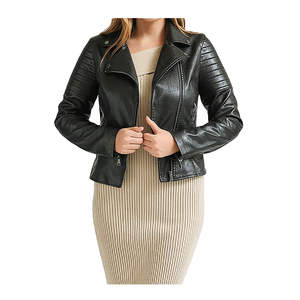 แจ็คเก็ตหนังแท้ผู้หญิงแบบสั่งทำรุ่นล่าสุด แขนยาว สีพื้น สำหรับฤดูหนาว ดีไซน์ OEM พร้อมโลโก้ ซับในไนลอน กันน้ำ กันลม - Product Image 1