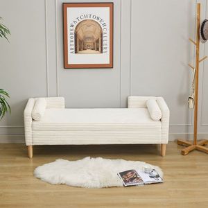 Banc de rangement en velours côtelé de 65,35 po de large avec accoudoirs et dossier, deux coussins de soutien pour salon, entrée, chambre à coucher - Product Image 4