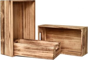 Wholesale Nesting Wooden Box Set <b>3</b> Pack Rectangular Wood Fruit <b>Bin</b> Kitchen Countertop Food <b>Storage</b> Farmhouse Organizer Stand - Product Image 5