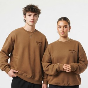 Sweat-shirt unisexe tendance pour femme, couleur unie, coupe oversize, en coton épais, col rond, fabricant OEM ODM - Product Image 5