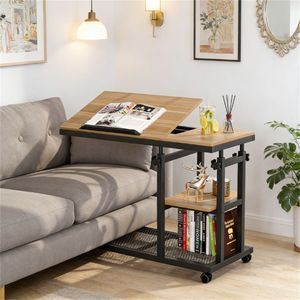 Tavolino a C Regolabile in Altezza, Tavolo Laterale Mobile per Casa, Ufficio e Soggiorno, Ideale per Piccoli Spazi, Tavolino da Caffè - Product Image 1